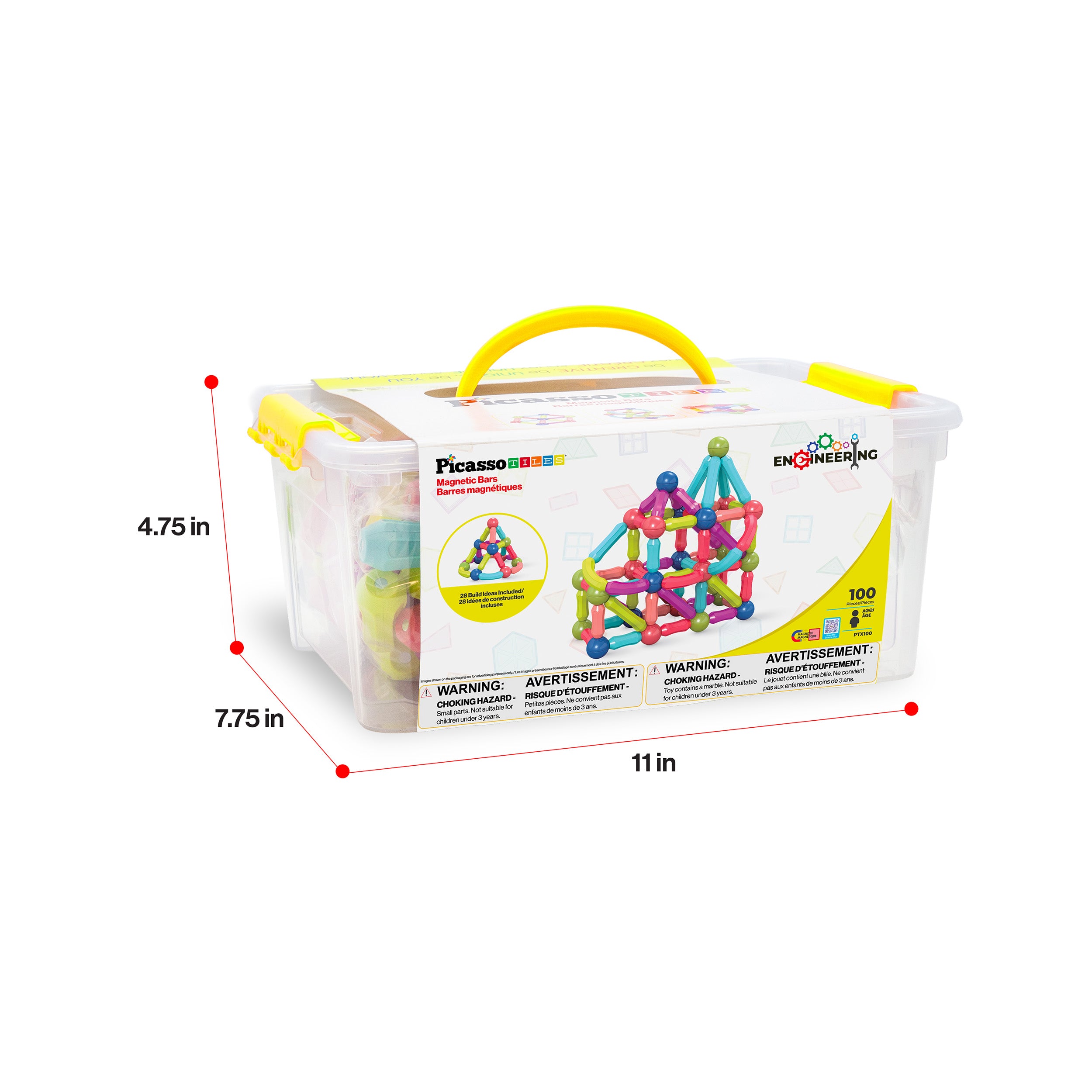 PicassoTiles 100 Piece Magnetic Stick Building Block Construction Set