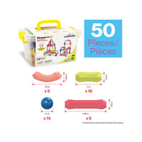 PicassoTiles 50 Piece Magnetic Stick Construction Balls & Rods Set