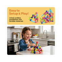PicassoTiles 50 Piece Magnetic Stick Construction Balls & Rods Set