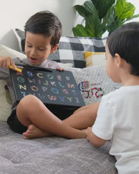 PicassoTiles 12”x10” Double-Sided Magnetic Drawing Board with Letters and Numbers