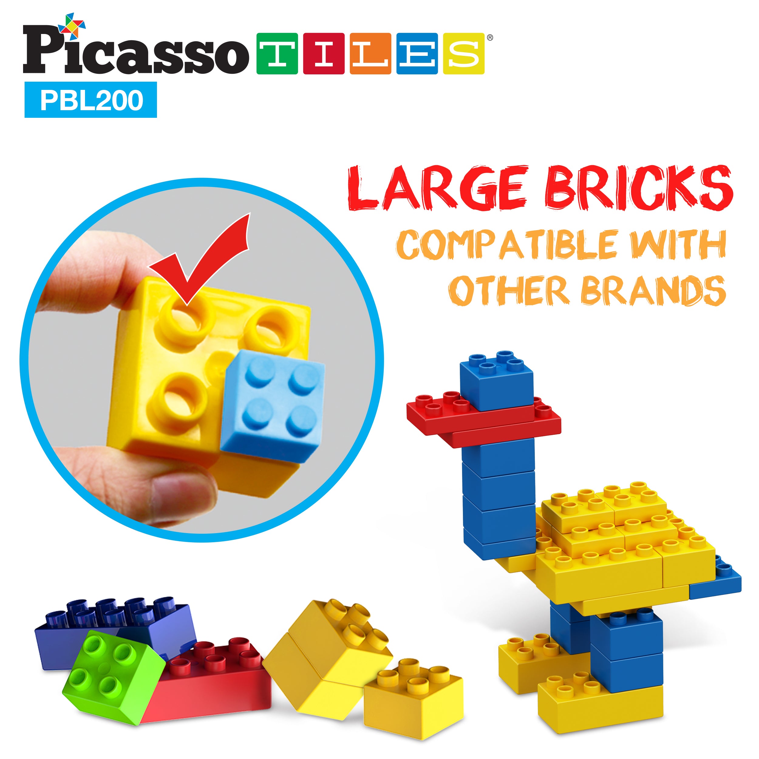 PicassoTiles Large Colorful Building Brick Block Kit PicassoTiles