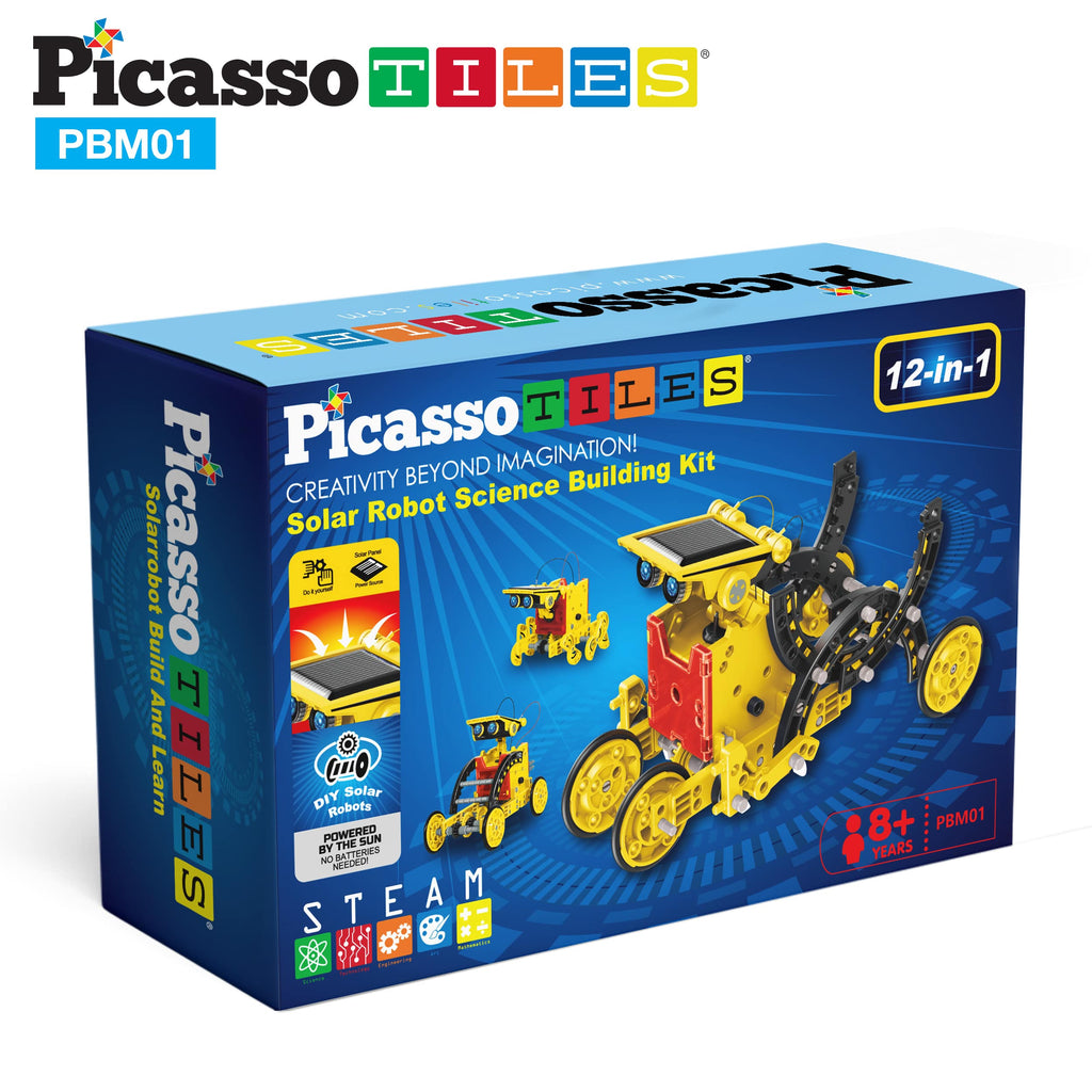 PicassoTiles 3-in-1 Solar Powered Dinosaur Robot Science Kit
