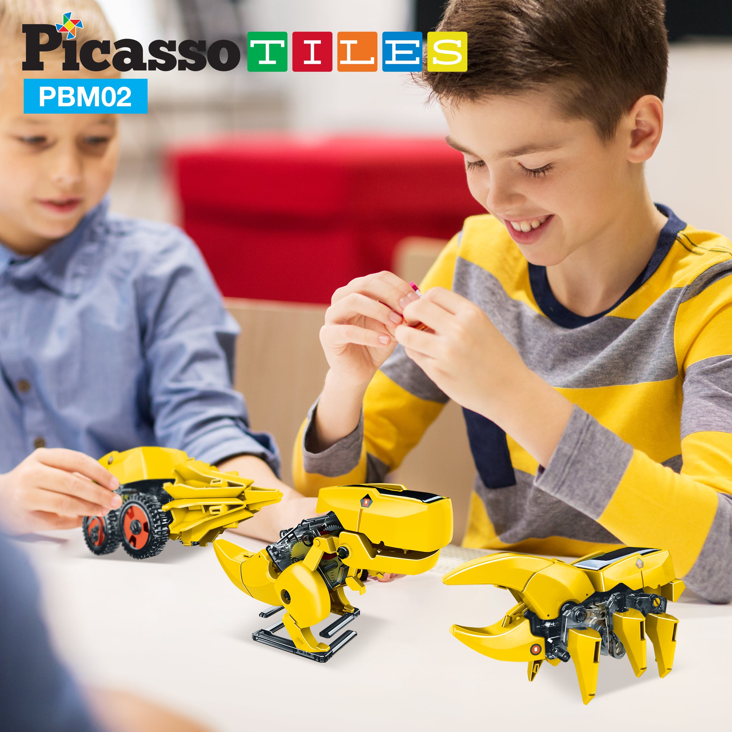 PicassoTiles 3-in-1 Solar Powered Dinosaur Robot Science Kit