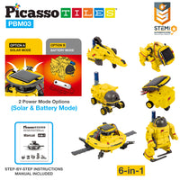 PicassoTiles 6-in-1 STEM Kids Solar Powered UFO Robot Science Kit