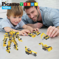 PicassoTiles Transformer Construction Robot Vehicle Block Kit PBM06