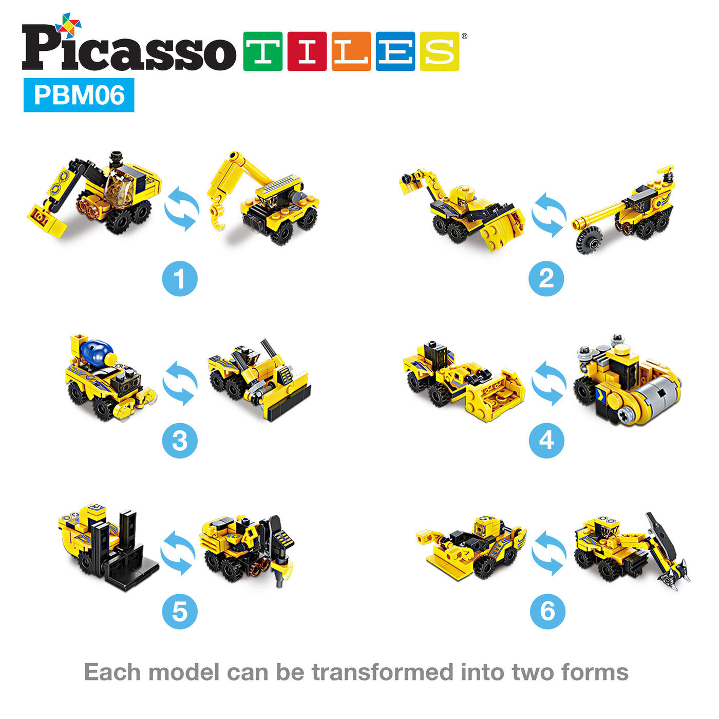 PicassoTiles Transformer Construction Robot Vehicle Block Kit PBM06