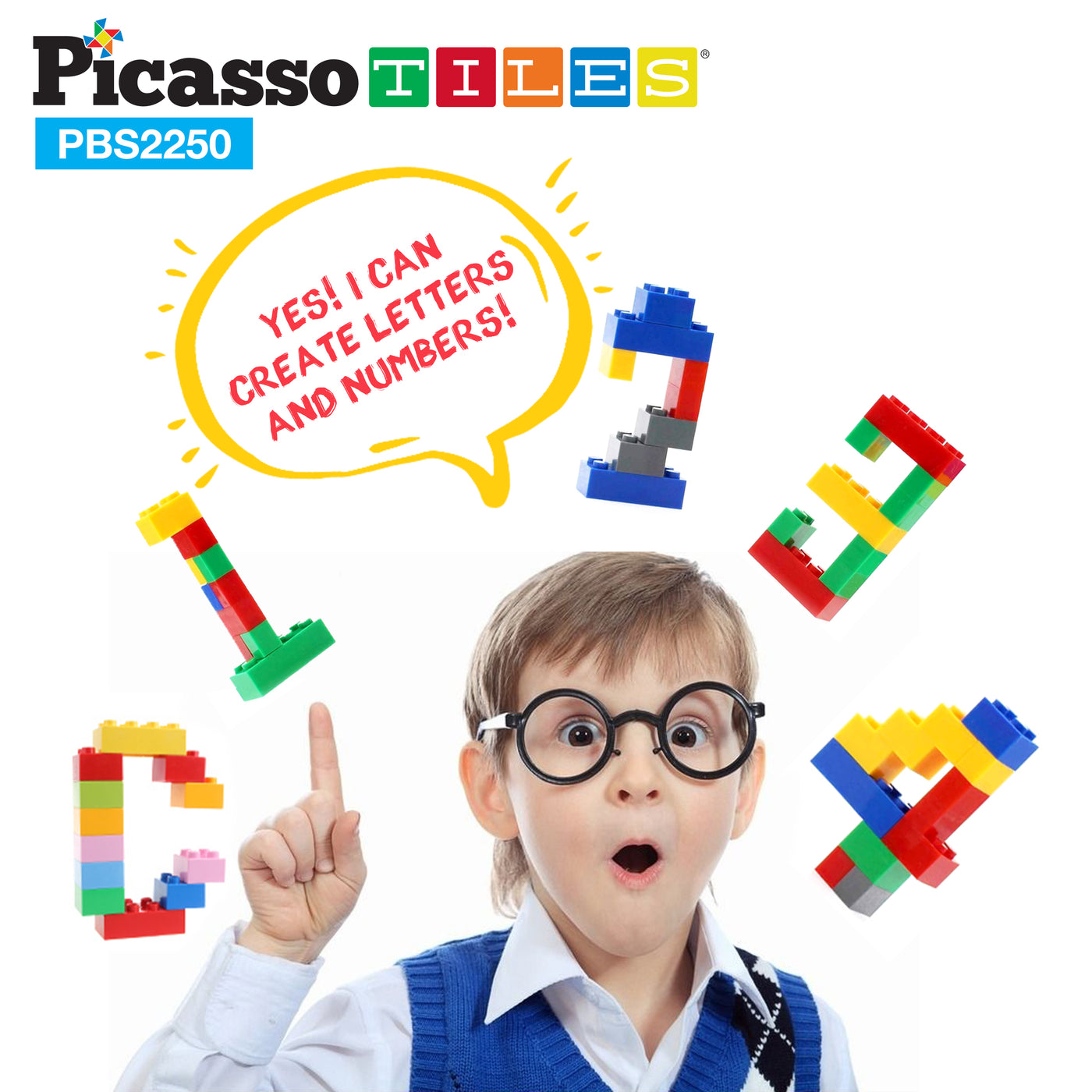 PicassoTiles Building Brick Block 2250 Piece Set