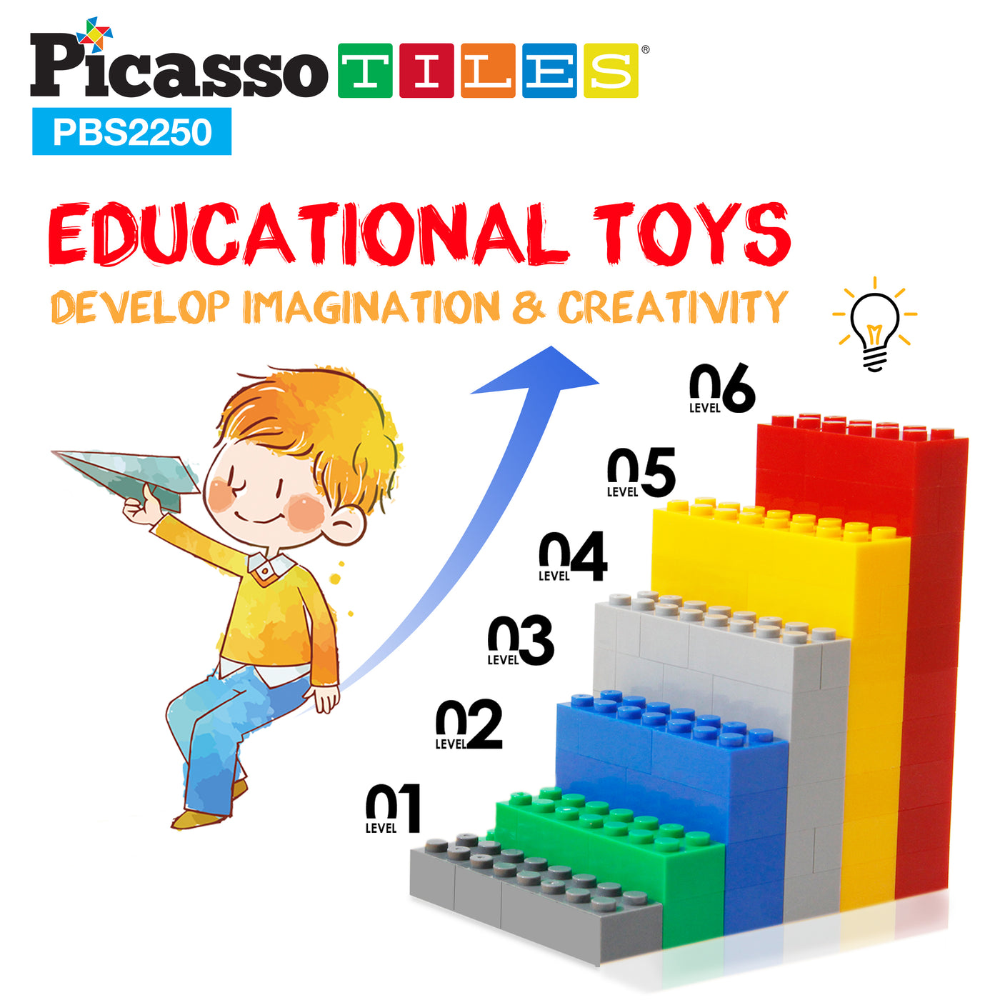 PicassoTiles Building Brick Block 2250 Piece Set