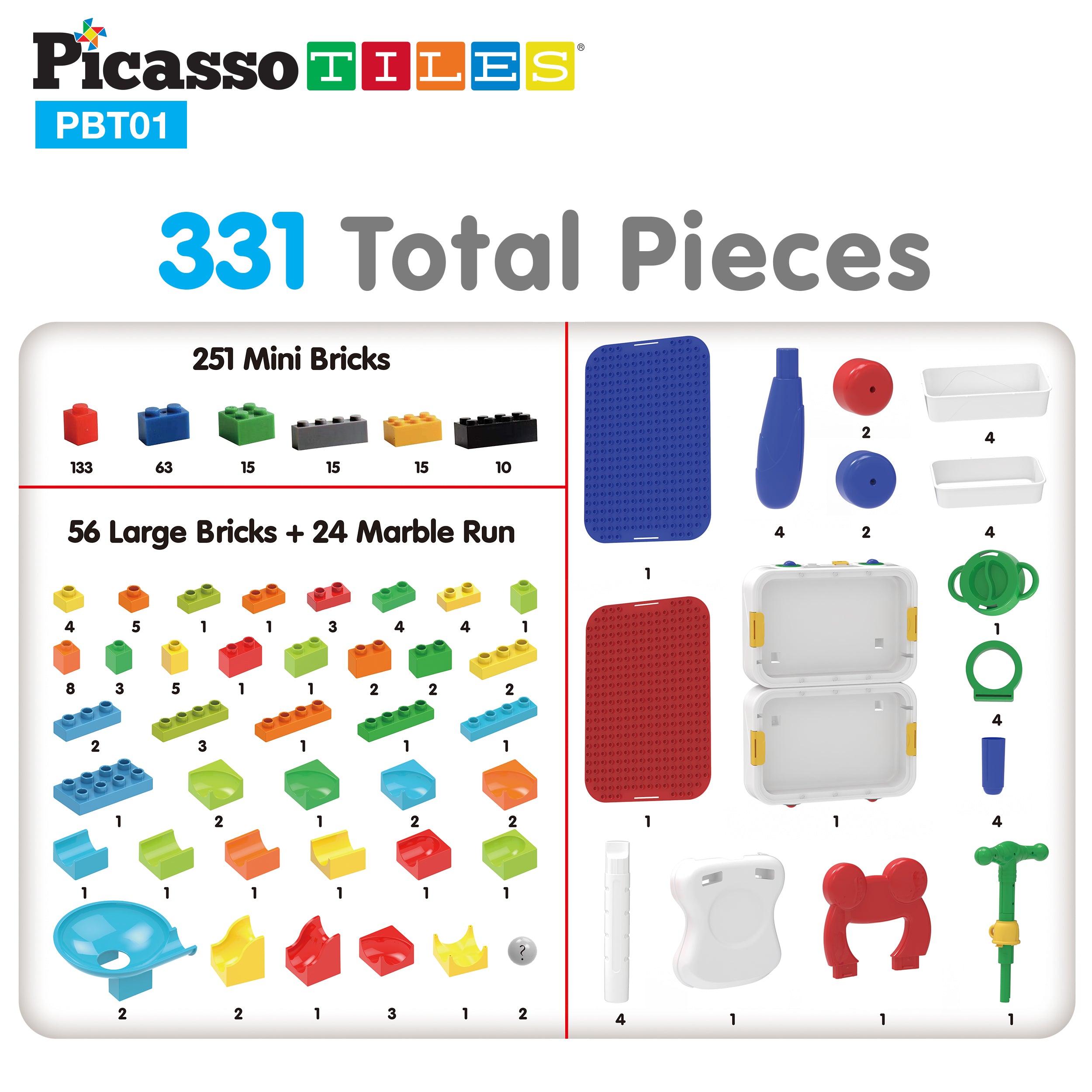 PicassoTiles Kids Building Block Activity Center Suitcase Table Set
