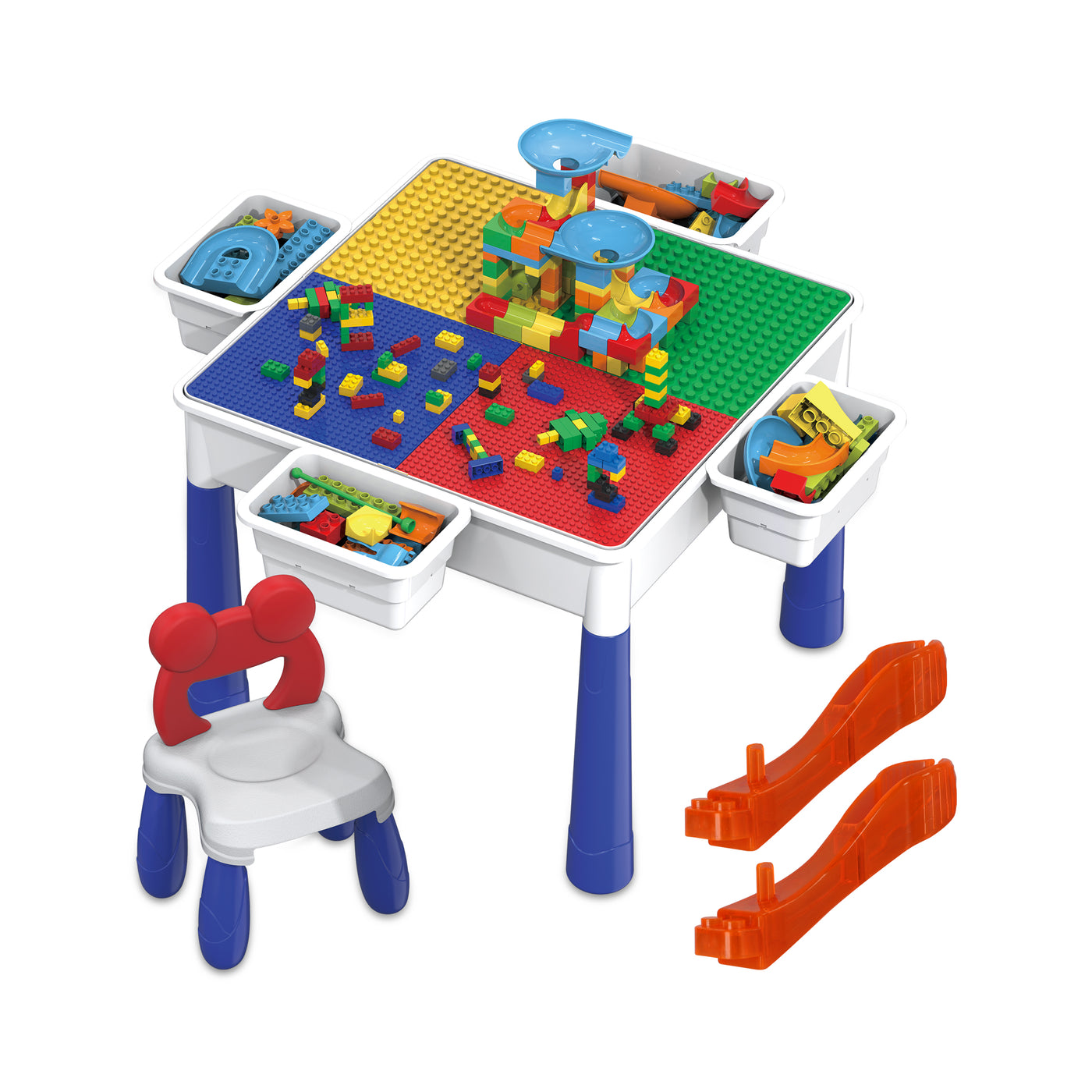 PicassoTiles Activity Center Table and Chair w/ Bricks and Marble
