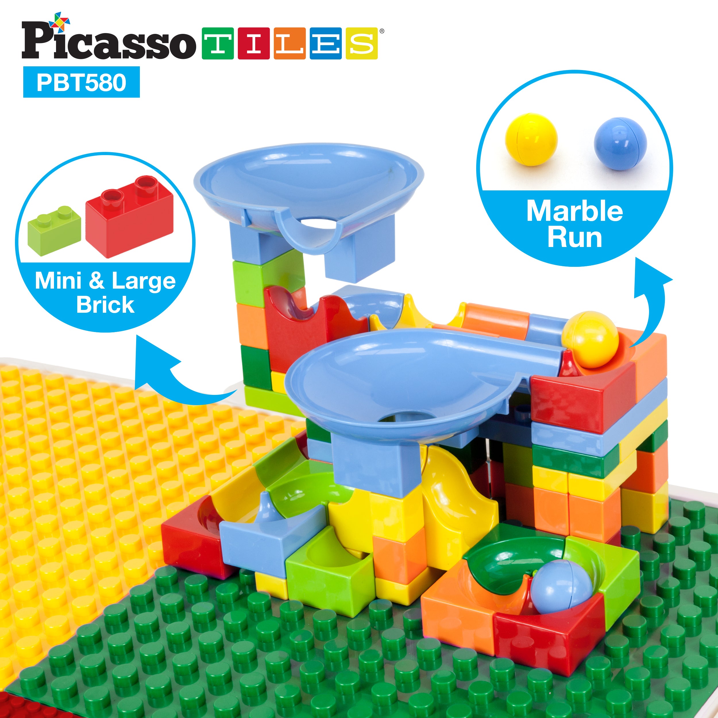 PicassoTiles Large Building Blocks Activity Center Table & Chair Set