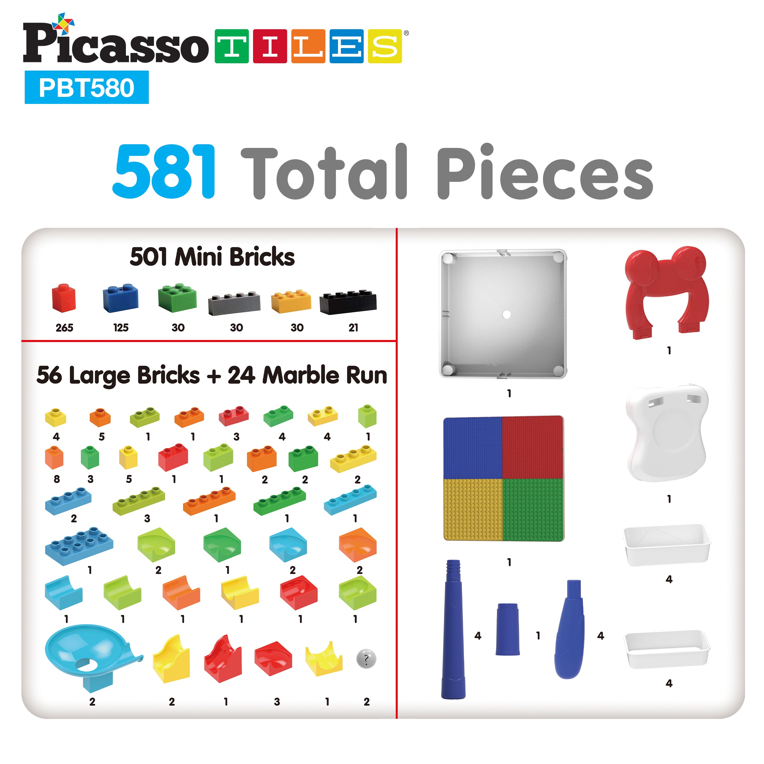 PicassoTiles Large Building Blocks Activity Center Table & Chair Set