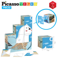 PicassoTiles 63pcs Sea Ocean Animal Magnetic Puzzle Cubes