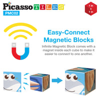 PicassoTiles 63pcs Sea Ocean Animal Magnetic Puzzle Cubes