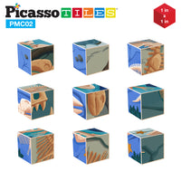 PicassoTiles 63pcs Sea Ocean Animal Magnetic Puzzle Cubes