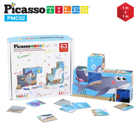 PicassoTiles 63pcs Sea Ocean Animal Magnetic Puzzle Cubes