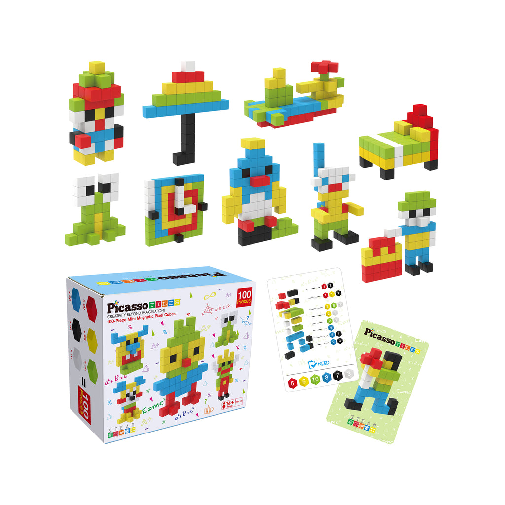 PicassoTiles Pixel Mini Magnetic Cube Puzzle 100pcs PMC100