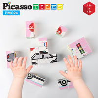 PicassoTiles 1" 20pc Magnetic Cube Puzzle Block Vehicle Set