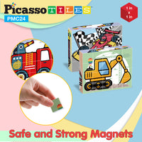 PicassoTiles 1" 20pc Magnetic Cube Puzzle Block Vehicle Set