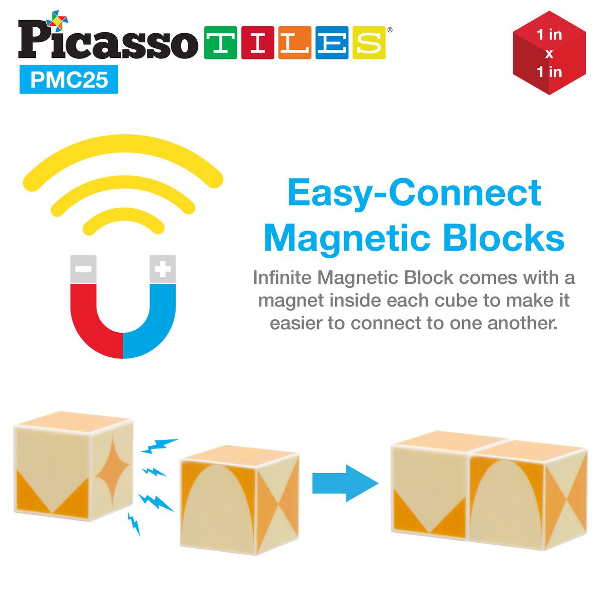 Magnet Cubes Example Book PicassoTiles Mix and Match 25 Piece Magnetic Puzzle Cube Set