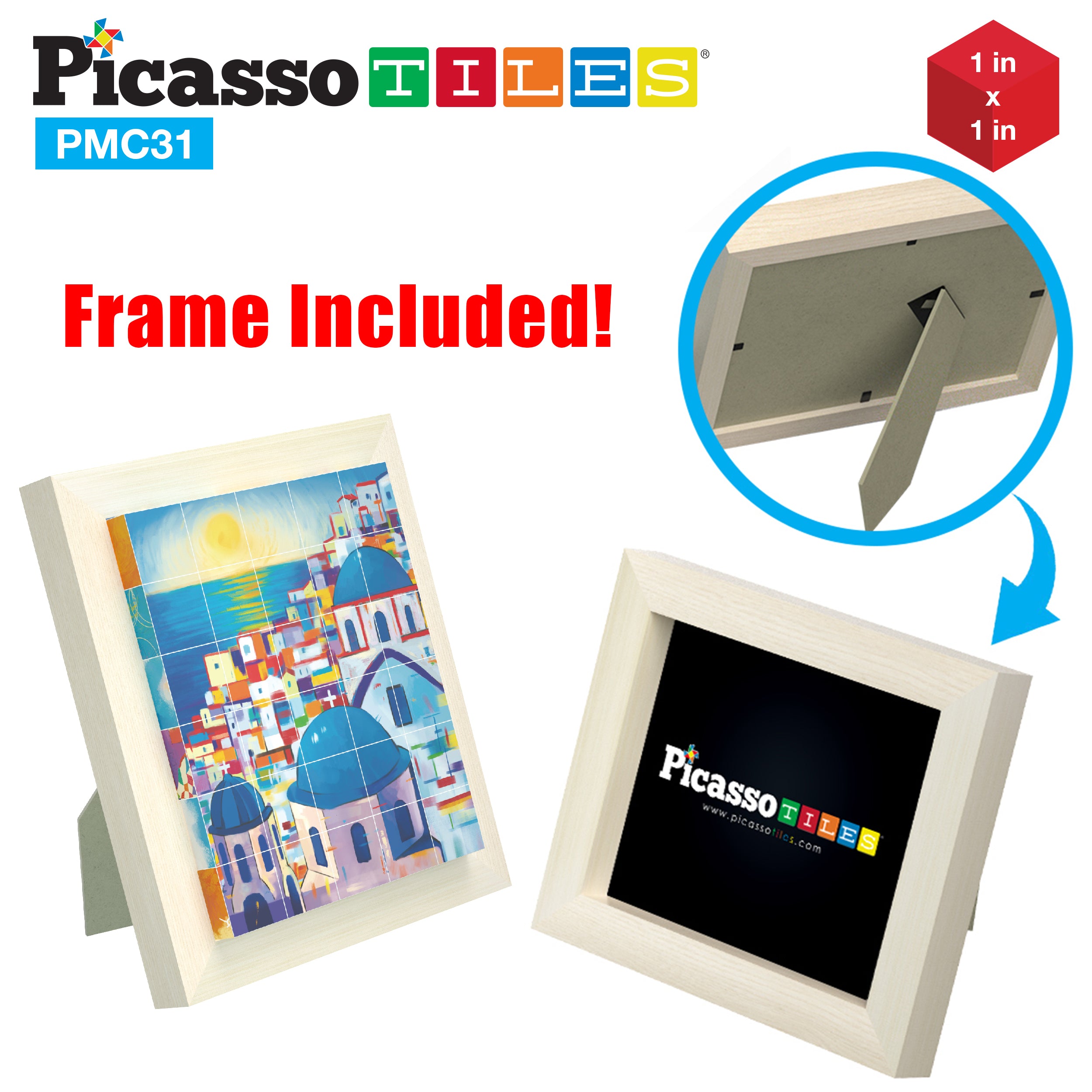 PicassoTiles Magnet Puzzle Cubes Famous Paintings with Free Frame Stand