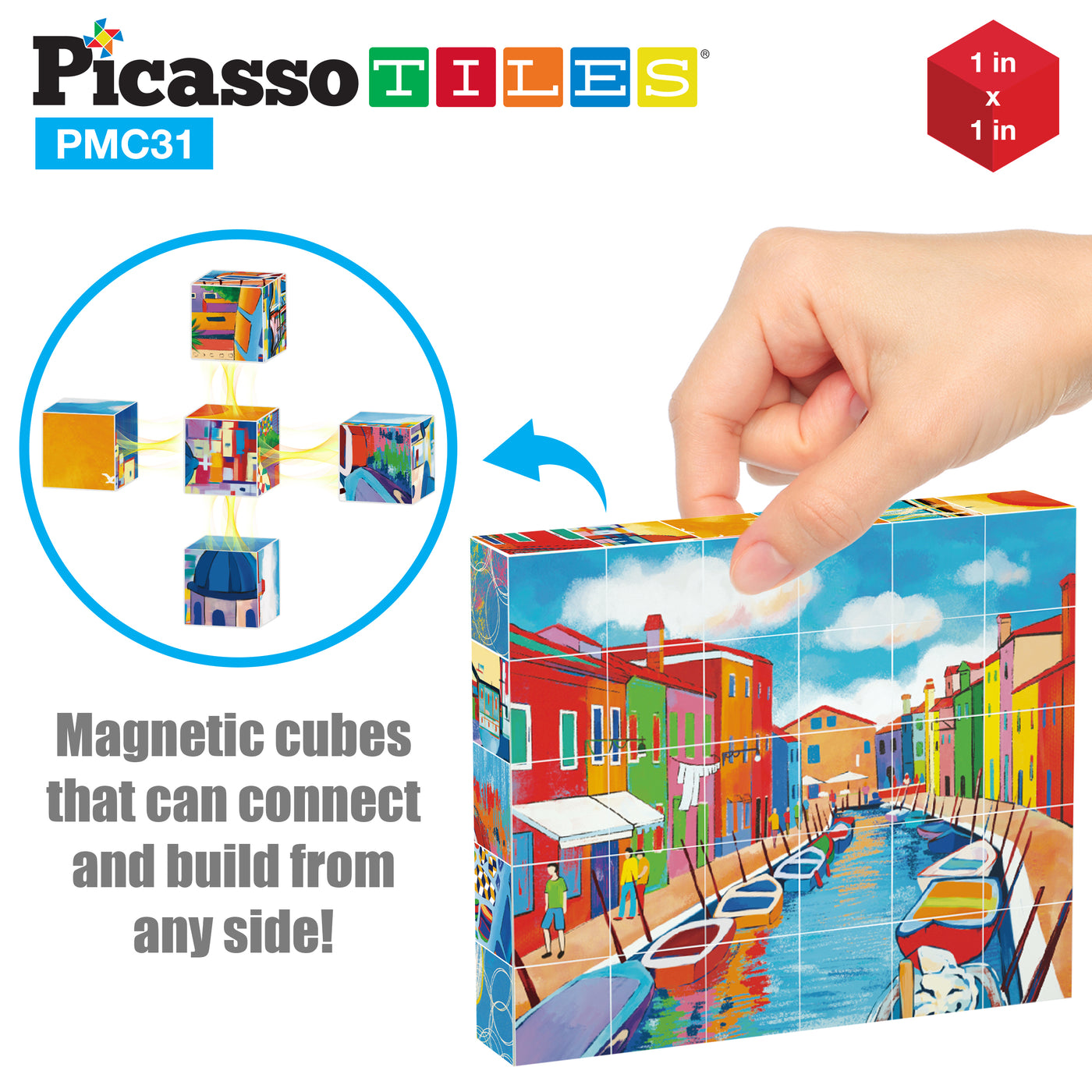 PicassoTiles Magnet Puzzle Cubes Famous Paintings with Free Frame Stand