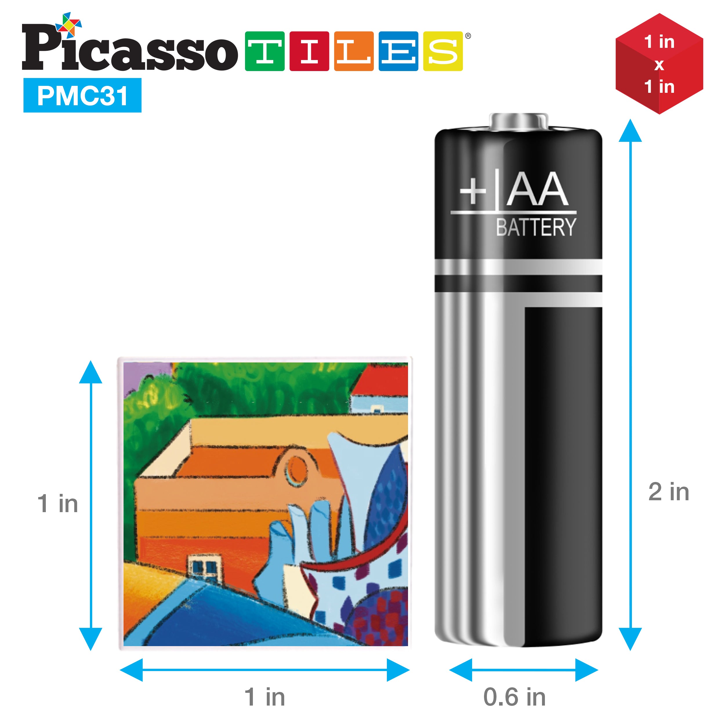 PicassoTiles Magnet Puzzle Cubes Famous Paintings with Free Frame Stan