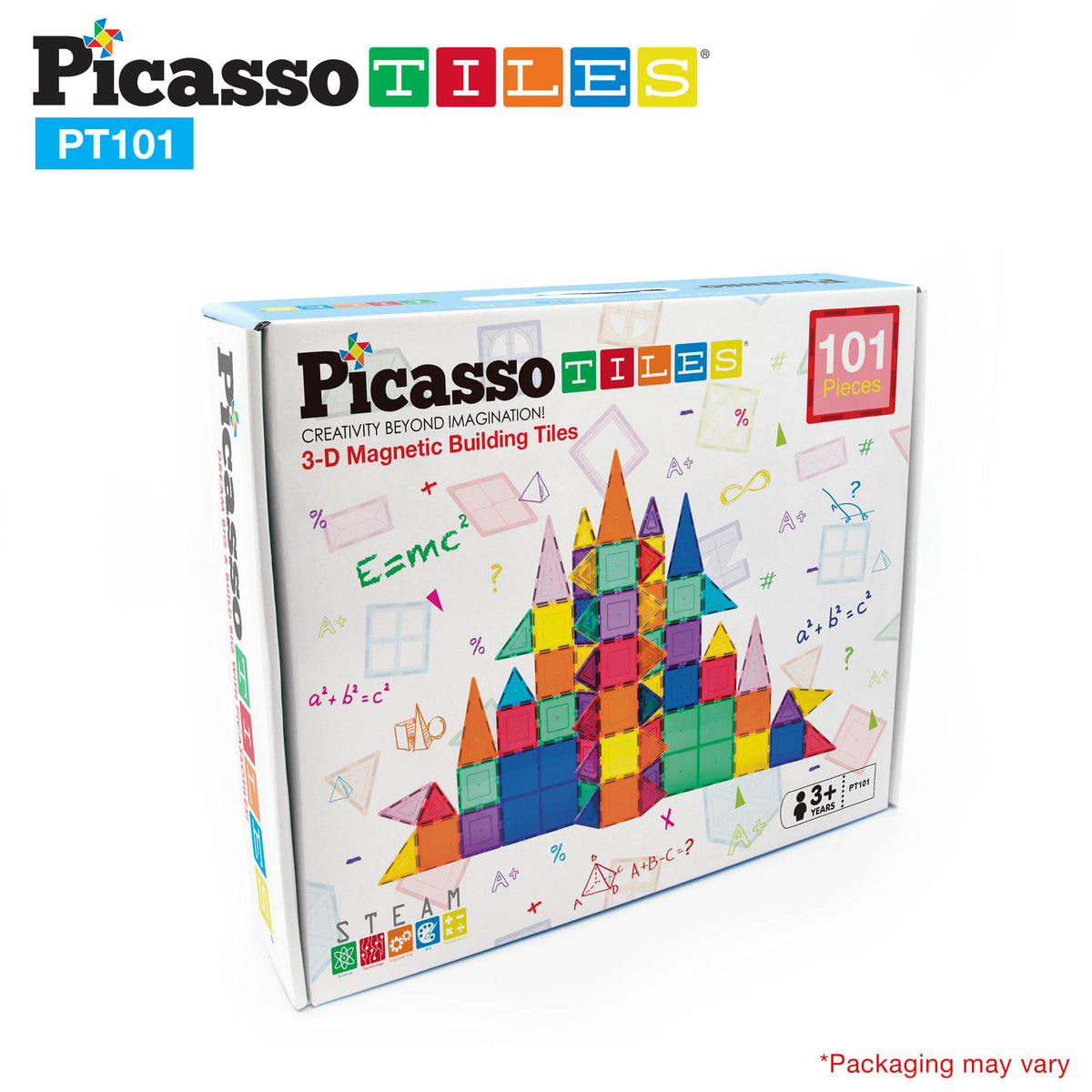 PicassoTiles Magnetic Tile Building Block Classic 101 Piece Playset ...
