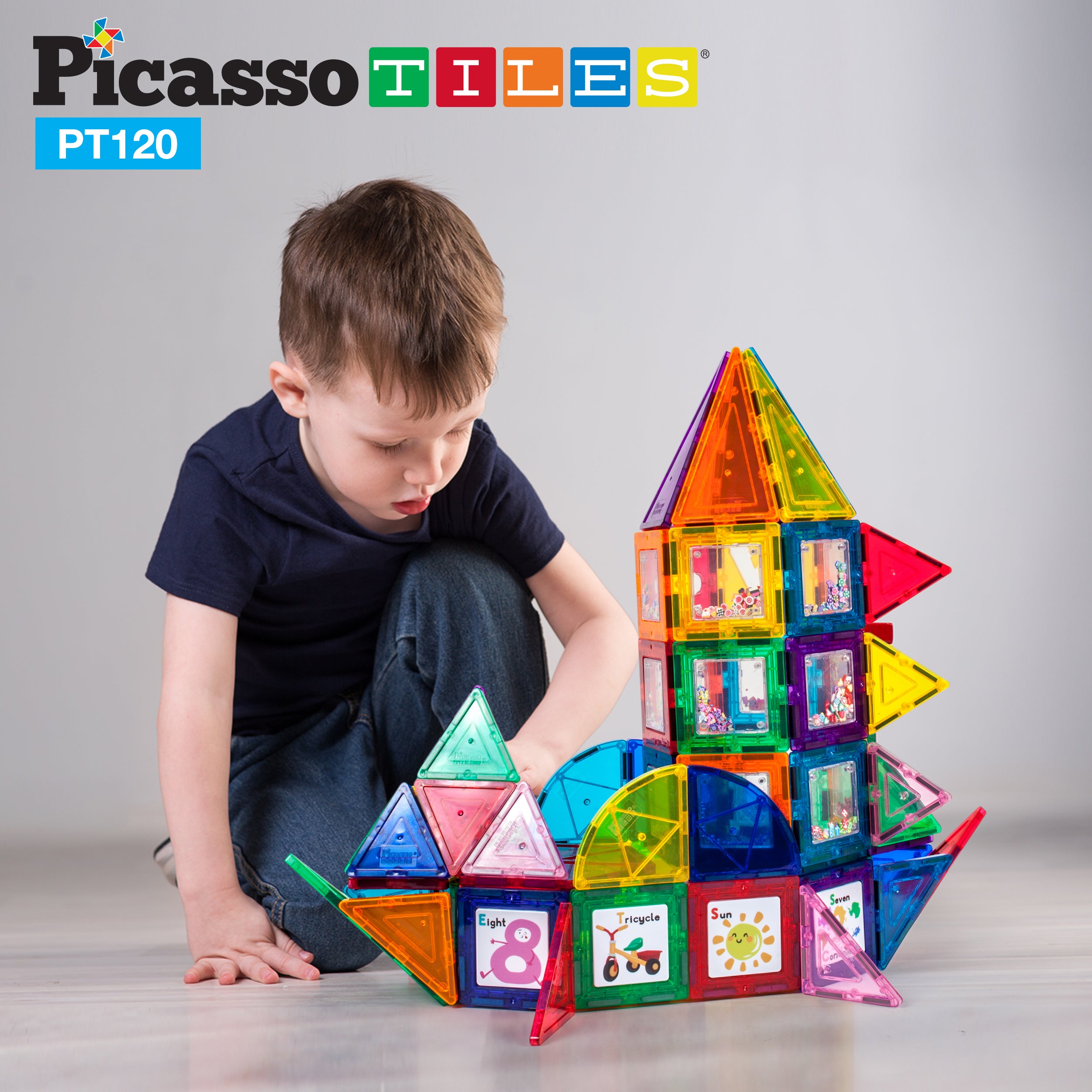 PicassoTiles Magnetic Tile Master Builder with Creative Elements
