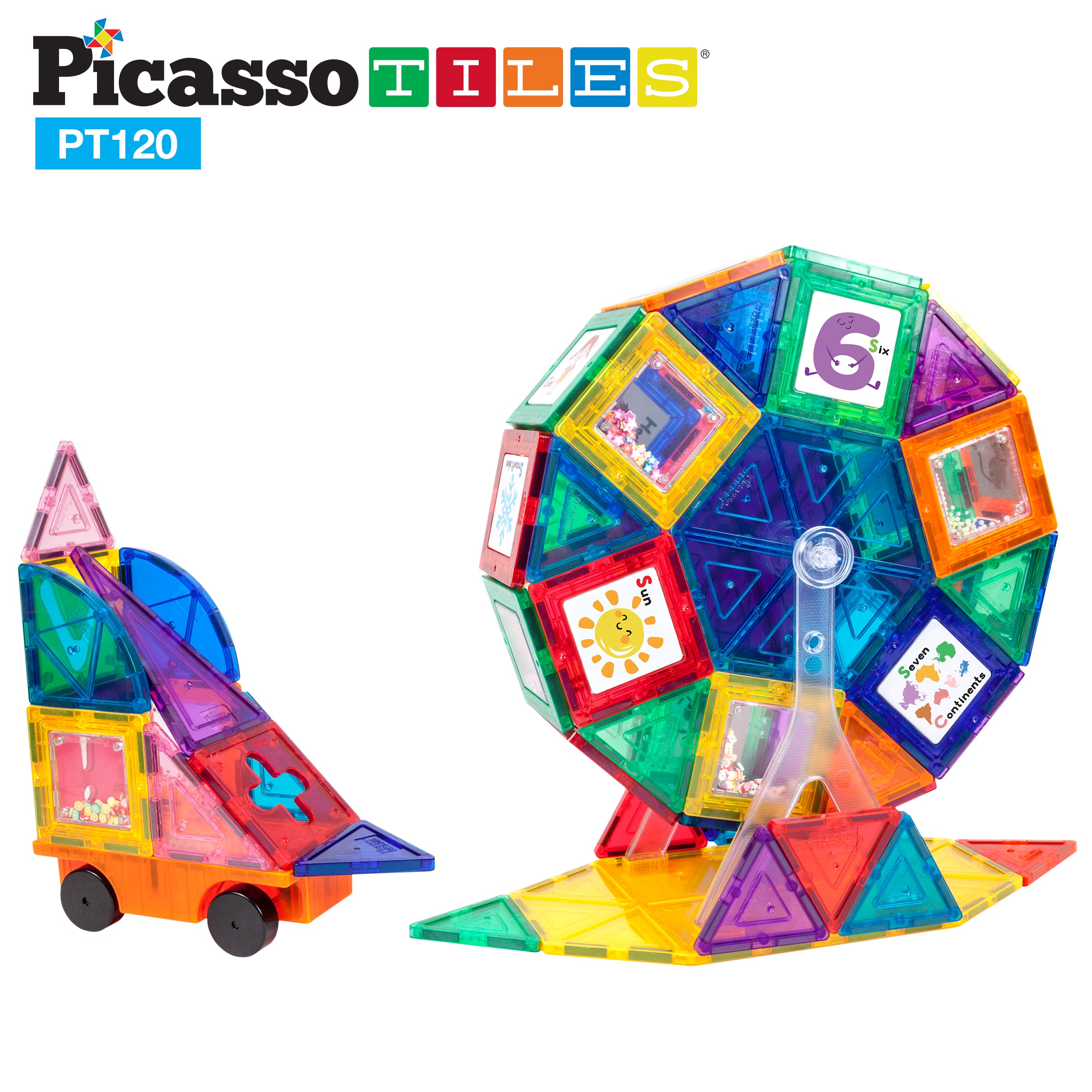 PicassoTiles Magnetic Tile Master Builder with Creative Elements PicassoTiles