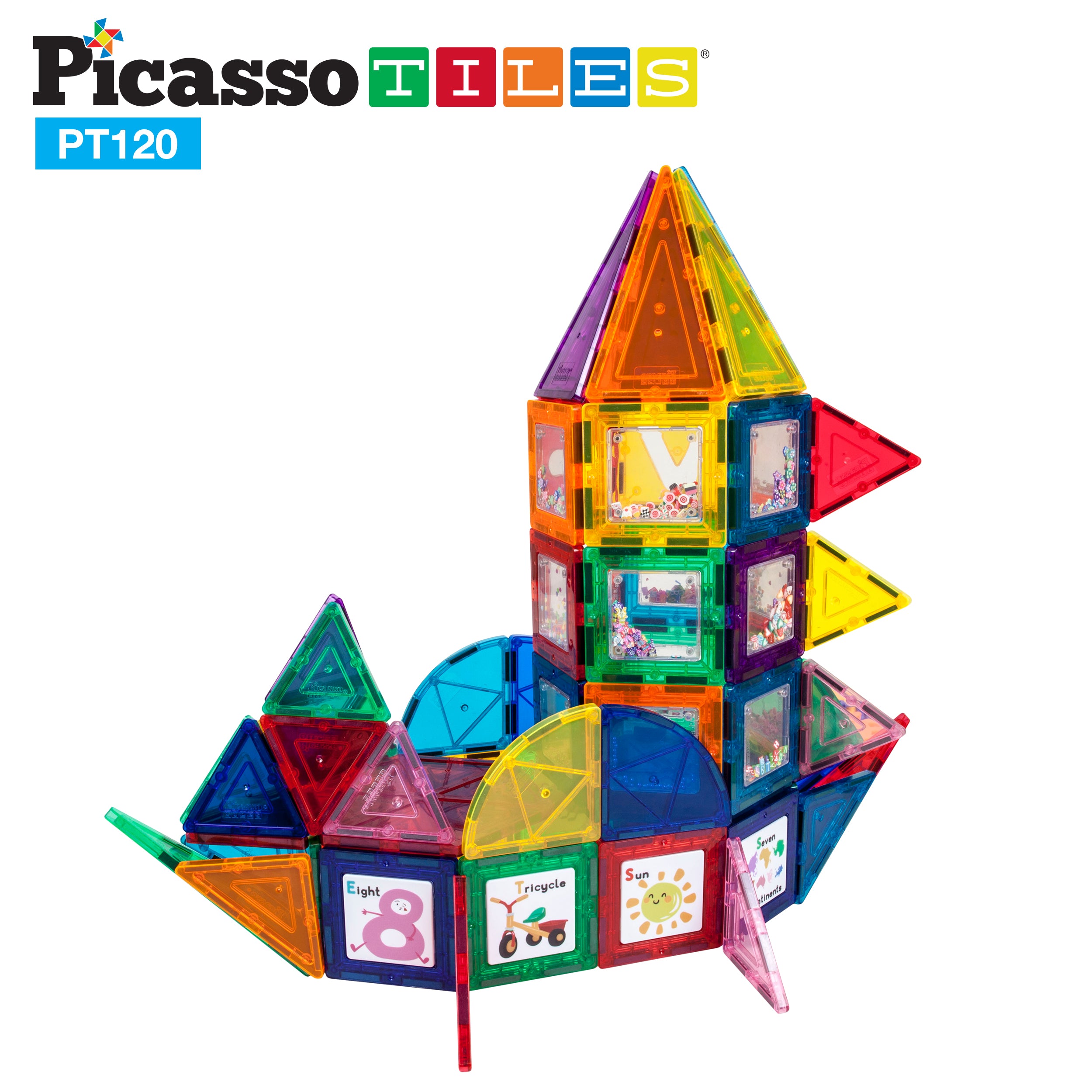 120pc Amusement Magnetic Tile Building Block Set | PicassoTiles