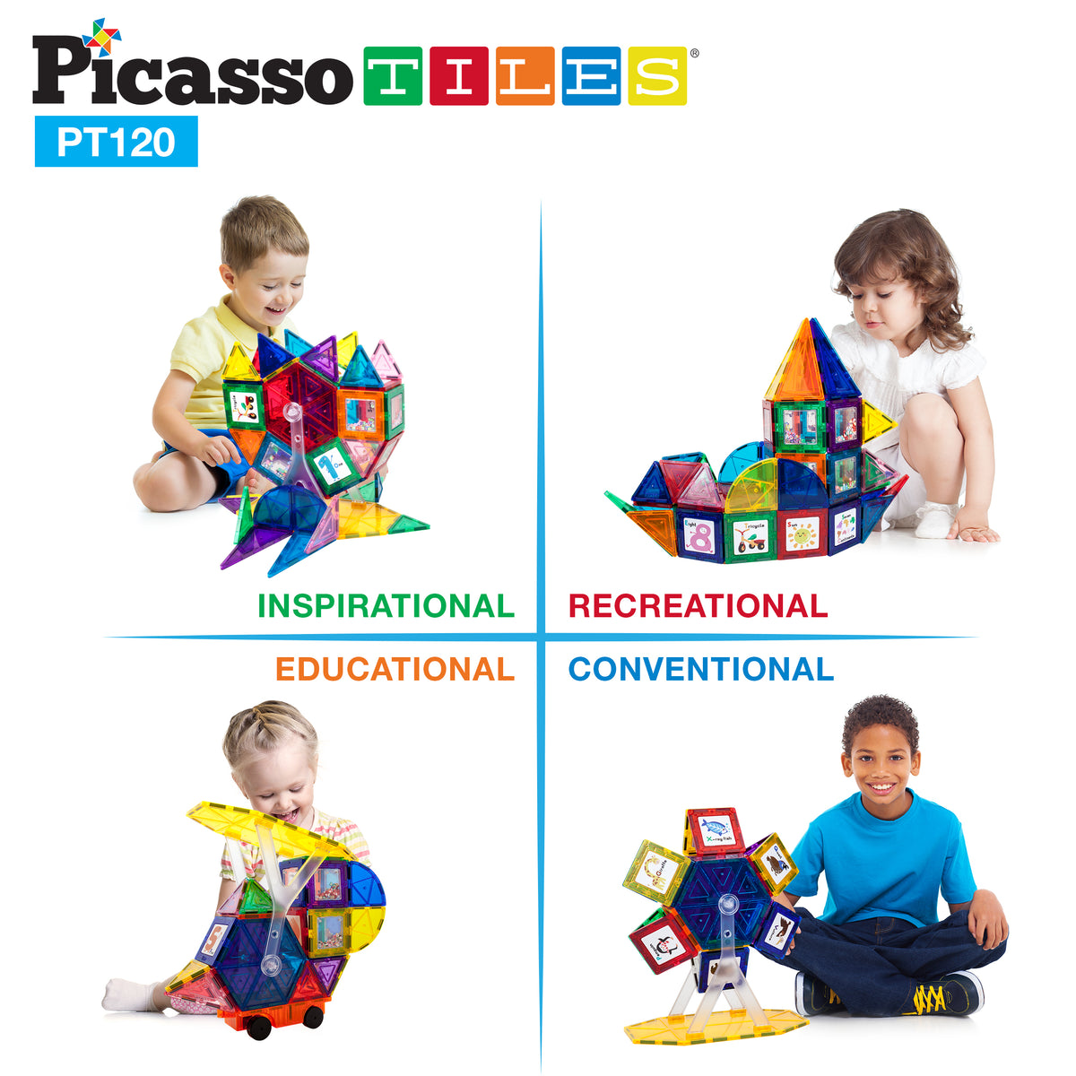 PicassoTiles Magnetic Tile Master Builder with Creative Elements ...
