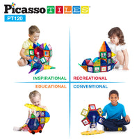 PicassoTiles Magnetic Tile Master Builder with Creative Elements