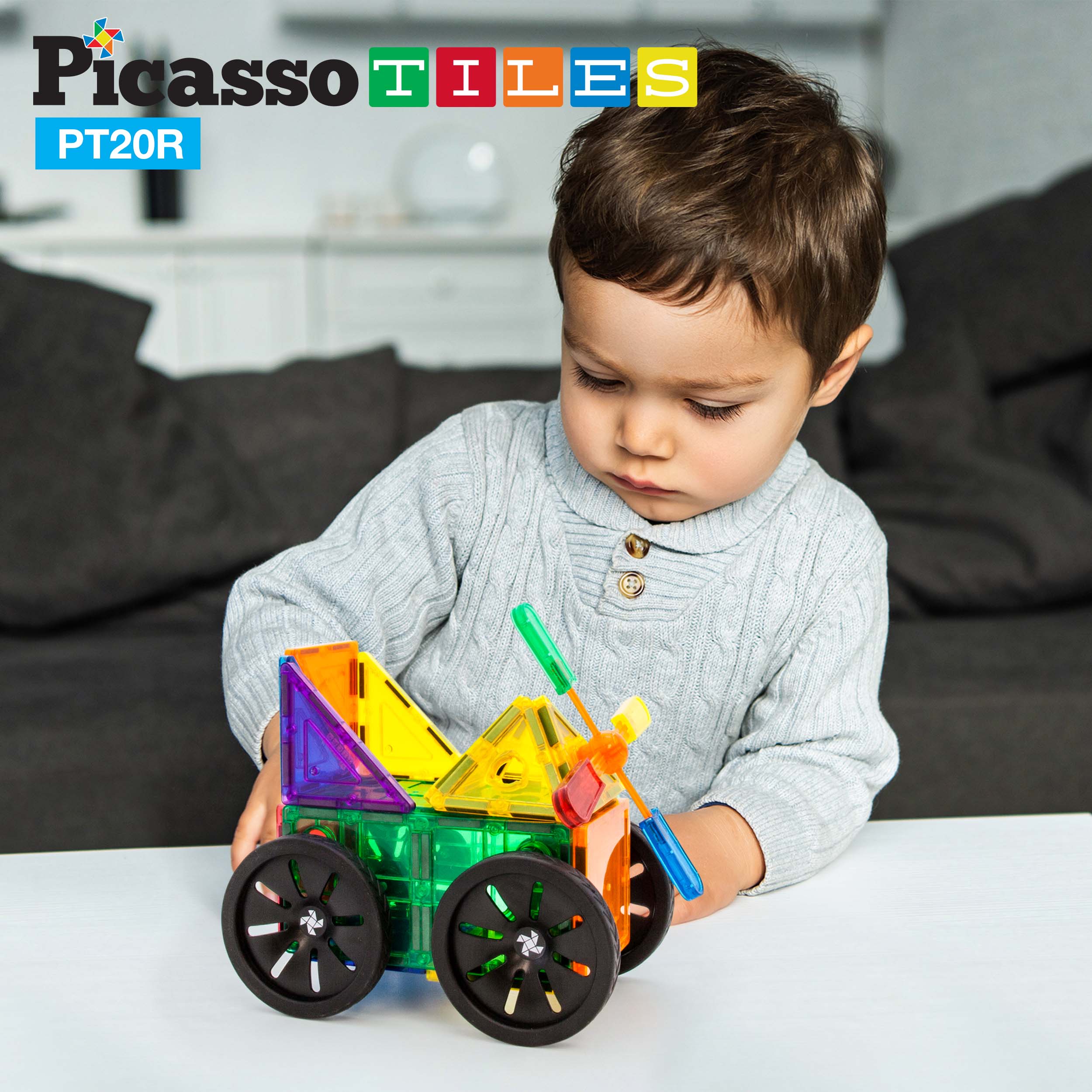PicassoTiles 20pc Windmill & Wheel Magnetic Tile Set