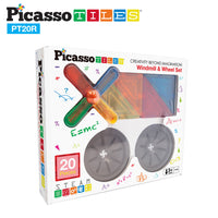 PicassoTiles 20pc Windmill & Wheel Magnetic Tile Set