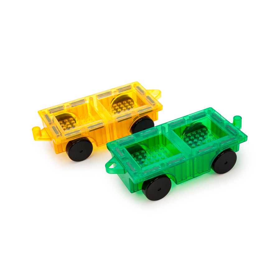 PicassoTiles 2 Piece Car Truck Base Magnetic Tile Set