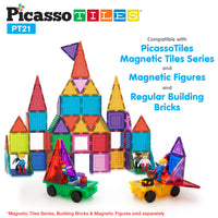 PicassoTiles 2 Piece Car Truck Base Magnetic Tile Set