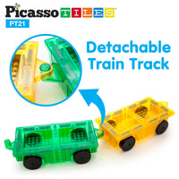 PicassoTiles 2 Piece Car Truck Base Magnetic Tile Set