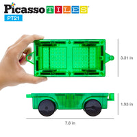 PicassoTiles 2 Piece Car Truck Base Magnetic Tile Set