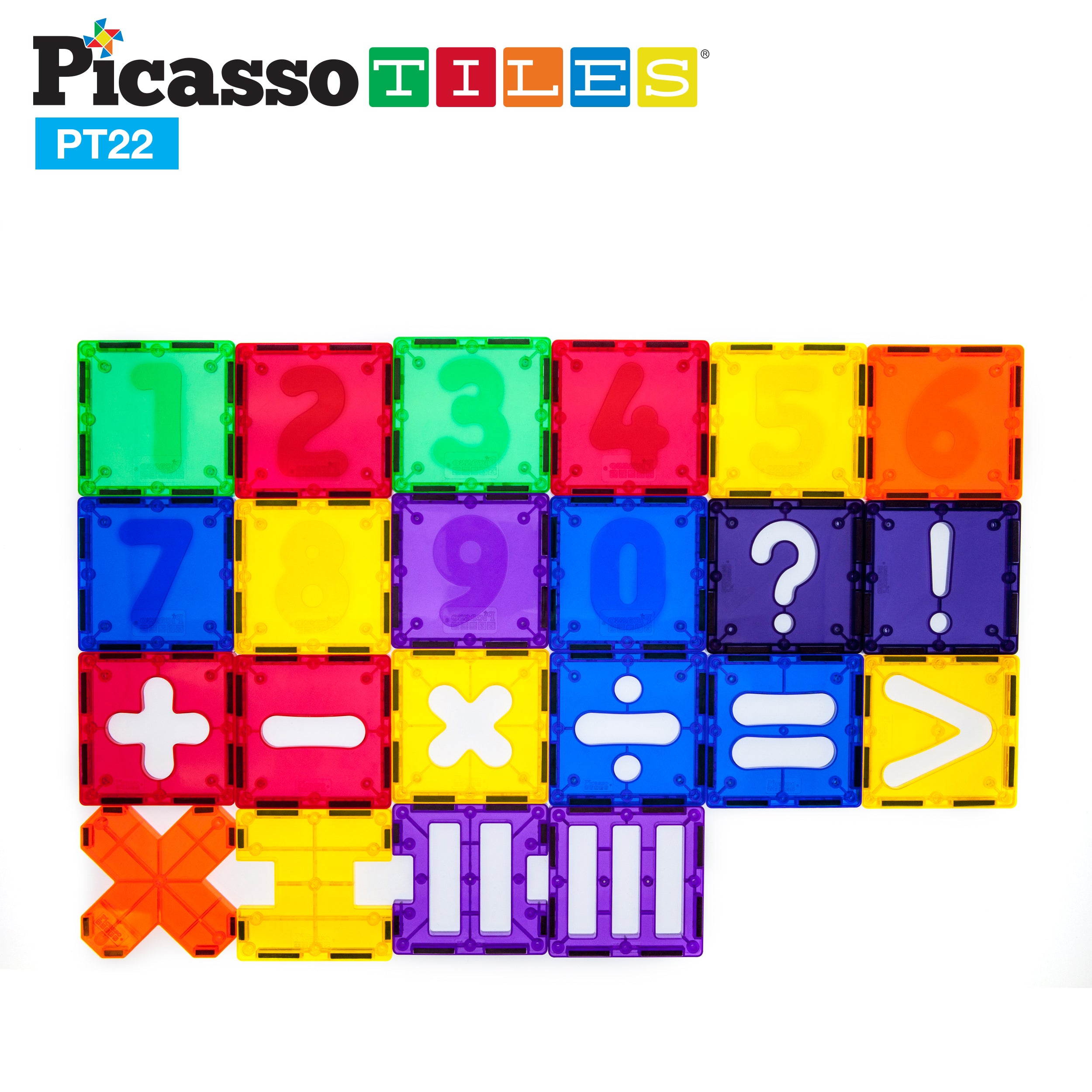 Magnetic Number Tiles Math Set (22pc) PT22 | PicassoTiles