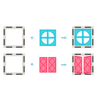 PicassoTiles Magnetic Tile Construction Kit with Swappable Clip-Ons - 30 Pieces