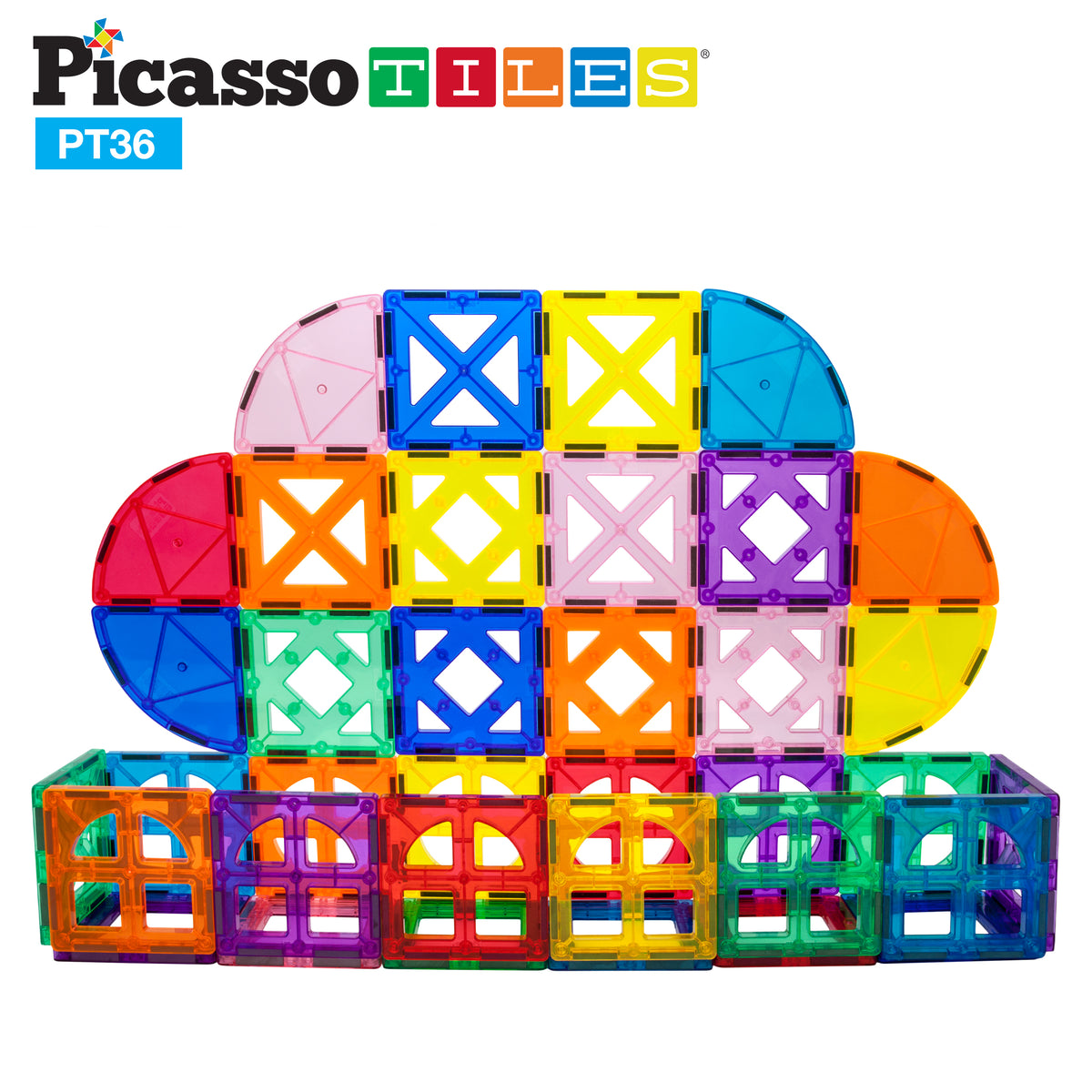 PicassoTiles Magnetic Building Tile Quarter Round and Window Set - 36 ...