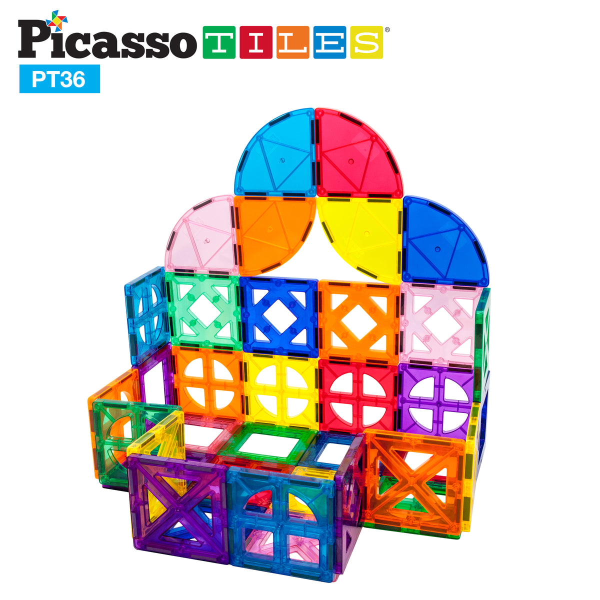 PicassoTiles Magnetic Building Tile Quarter Round and Window Set - 36 ...