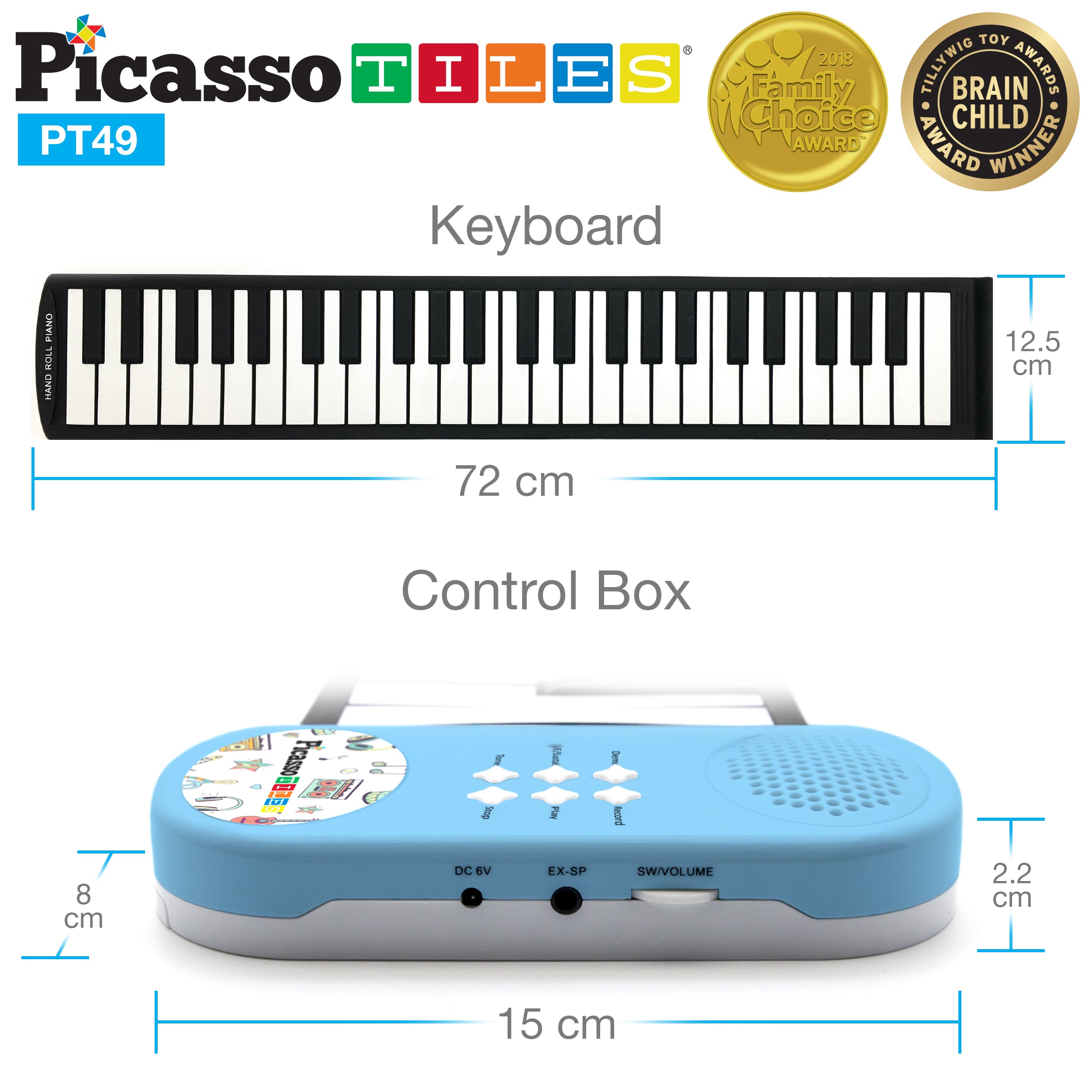 PicassoTiles 49 Key Roll Up Piano Keyboard