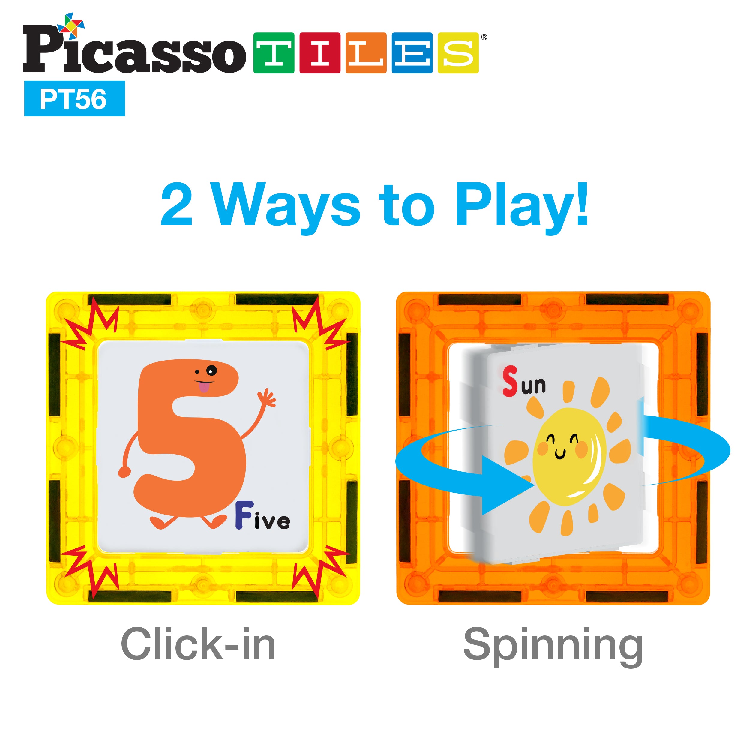 Magnetic Tile Card Insert Set 56pc PT56 | PicassoTiles · PicassoTiles