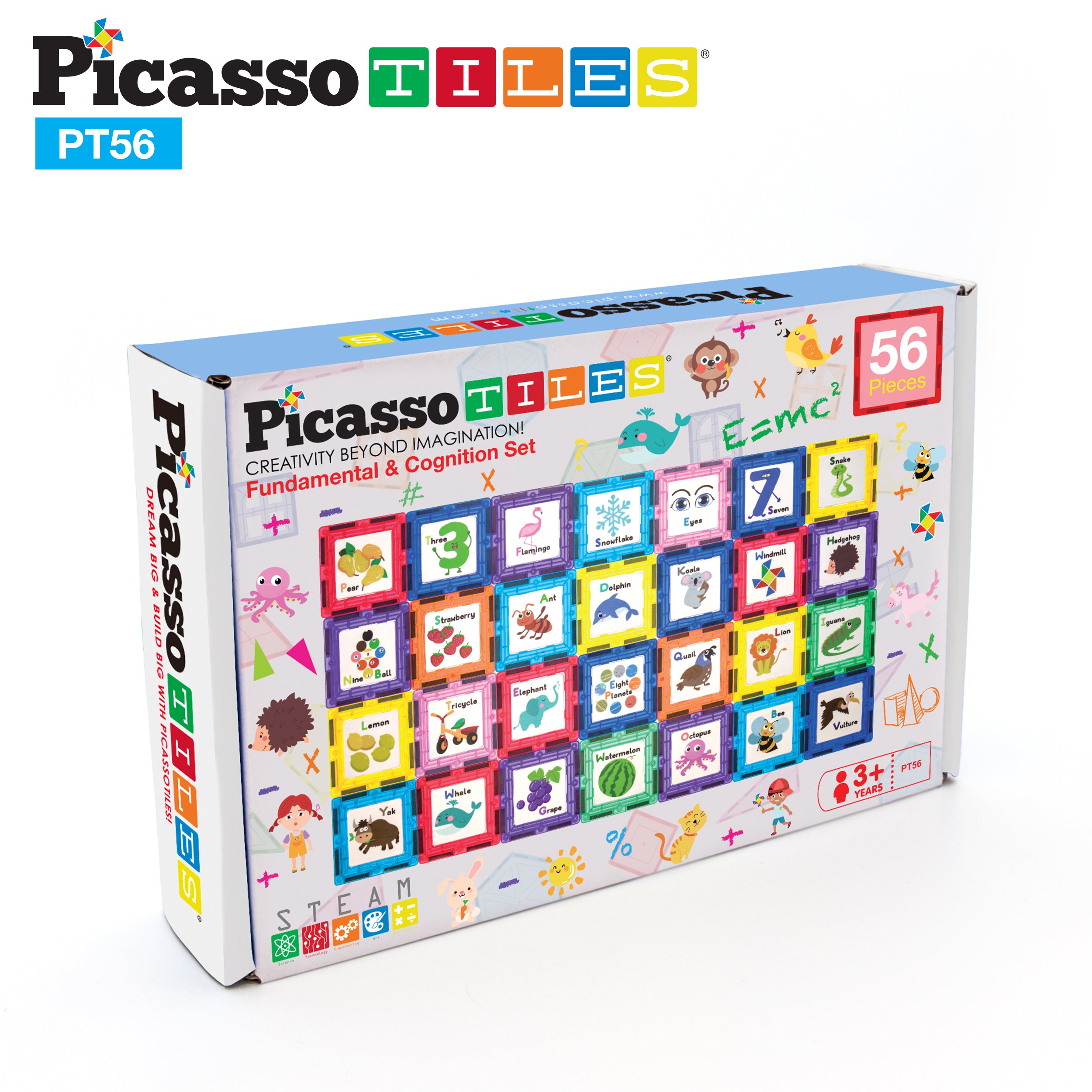 PicassoTiles Magnetic Tiles Card Insert Set - 56 Pieces
