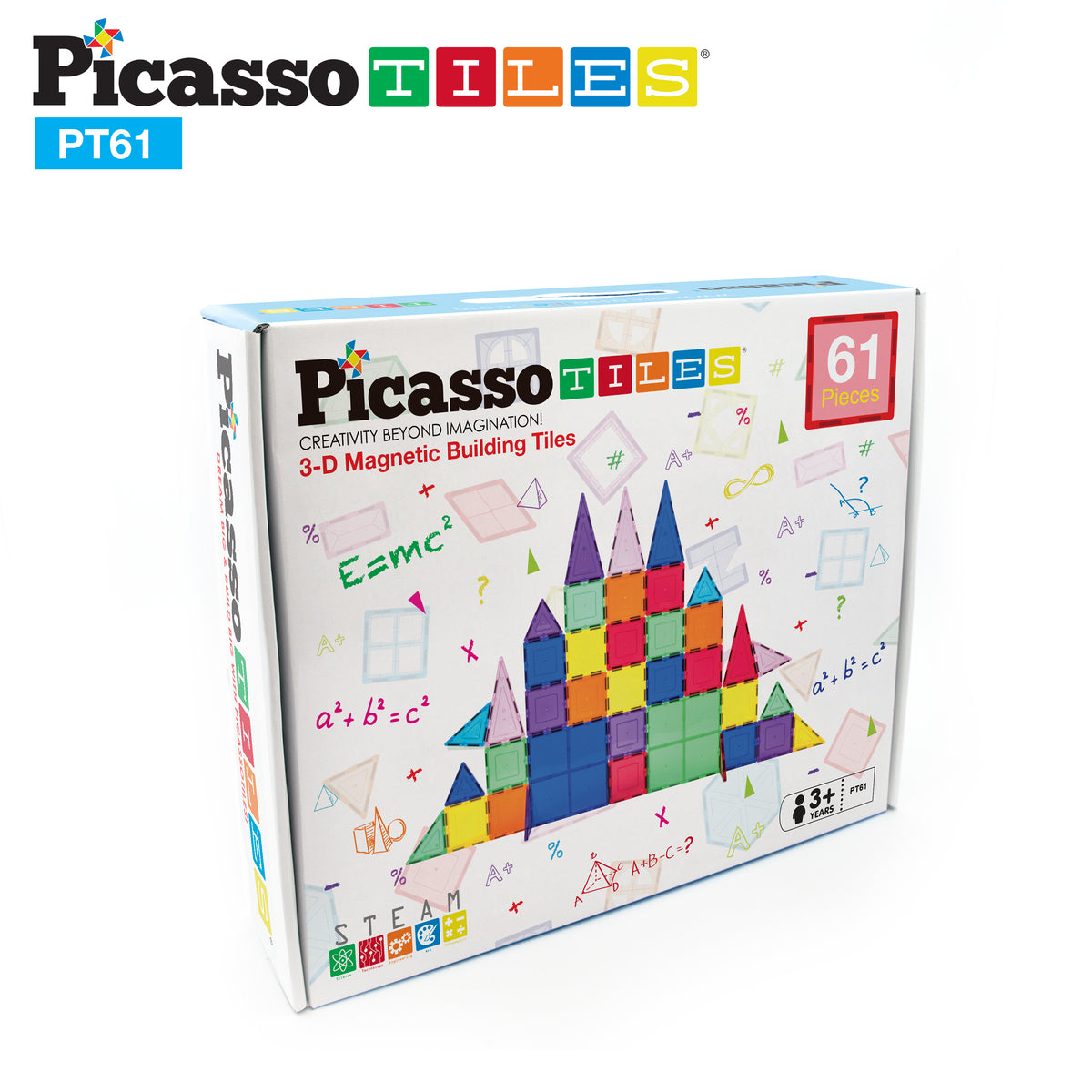 PicassoTiles Magnetic Tile Classic 61pc Building Set · PicassoTiles