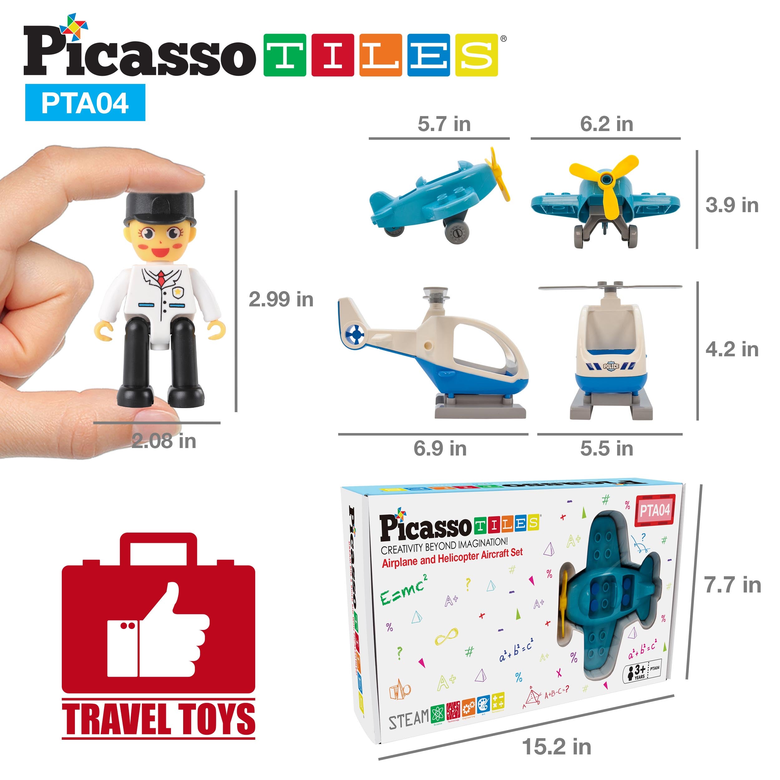 PicassoTiles Magnetic Airplane Character Figure Playset
