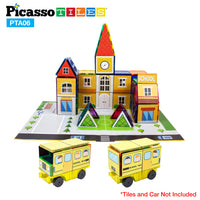 PicassoTiles Magnetic Tile Stick-On Graphics: 3in1 City Theme