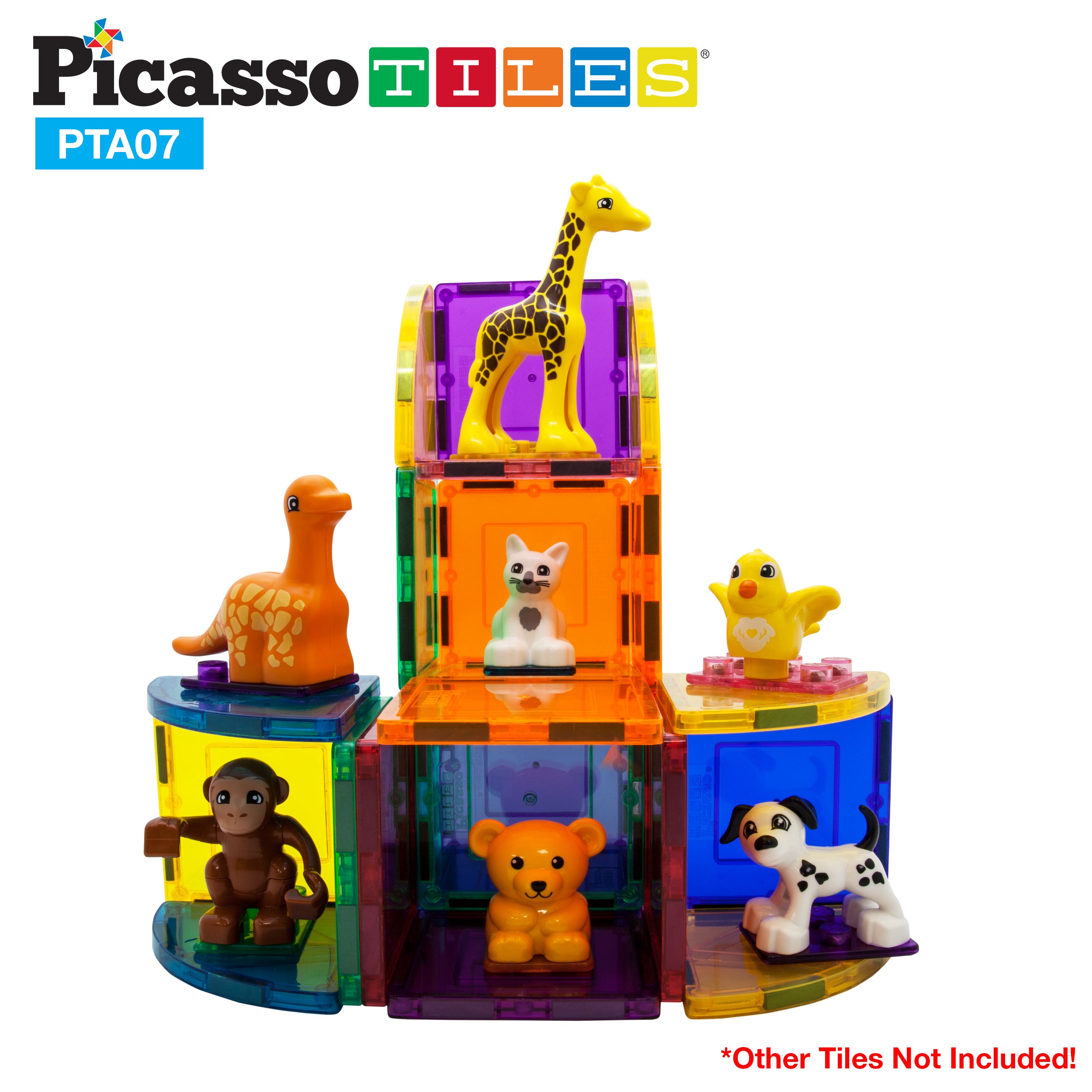 PicassoTiles Animal Character Magnetic Tile Toy Set